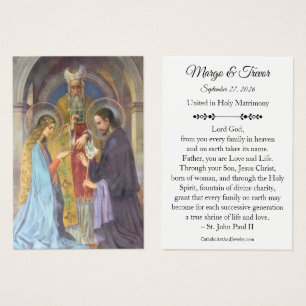 Carte de prière de mariage catholique