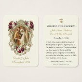 Carte de prière de mariage catholique à motif flor (Devant & derrière)