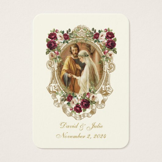 Carte de prière de mariage catholique à motif flor (Devant)