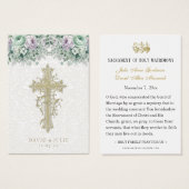 Carte de prière de mariage catholique à motif flor (Devant & derrière)