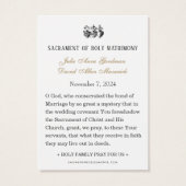 Carte de prière de mariage catholique à motif flor (Dos)