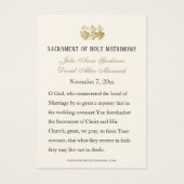 Carte de prière de mariage catholique avec verset (Dos)
