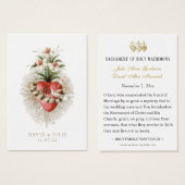 Carte de prière de mariage catholique Cœur de Mari (Devant & derrière)