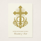 Carte de prière de mariage catholique Croix dorée (Devant)