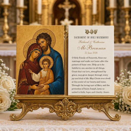 Carte de prière de mariage catholique de la Sainte