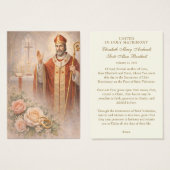 Carte de prière de mariage catholique de St. Valen (Devant & derrière)