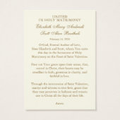 Carte de prière de mariage catholique de St. Valen (Dos)