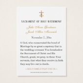 Carte de prière de mariage catholique élégante en (Dos)