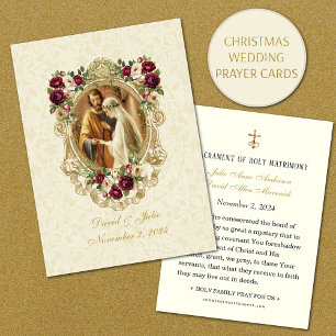 Carte de prière de mariage catholique en dentelle