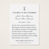 Carte de prière de mariage catholique eucharistiqu (Dos)