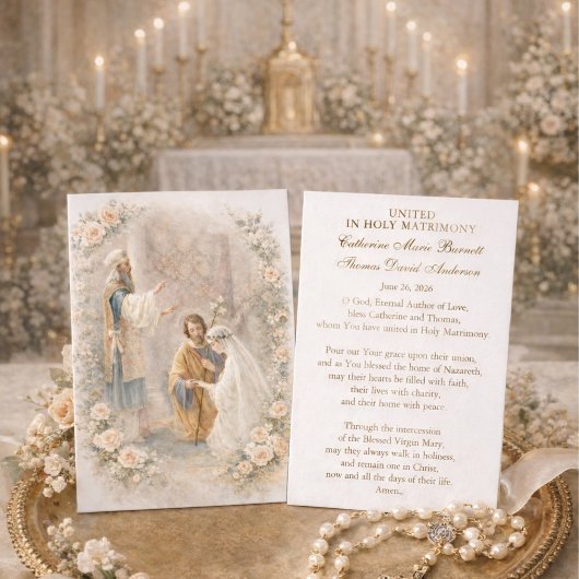 Carte de prière de mariage catholique Fiançailles 