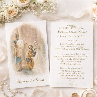 Carte de prière de mariage catholique Fiançailles