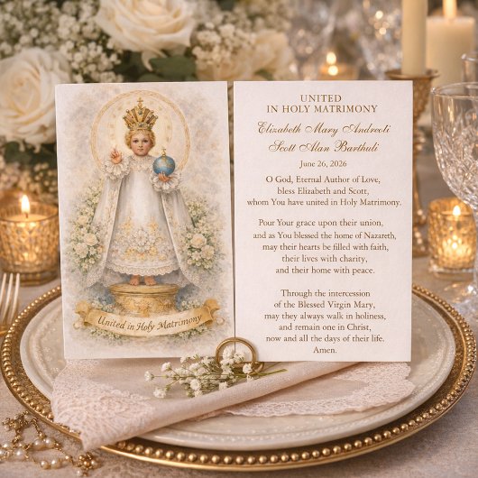 Carte de prière de mariage catholique Fiançailles