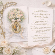 Carte de prière de mariage catholique Fiançailles