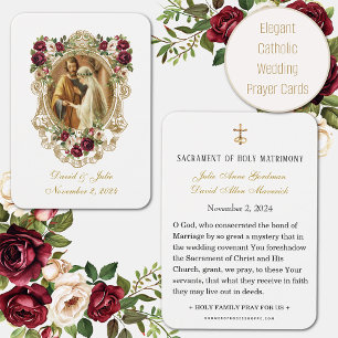 Carte de prière de mariage catholique florale élég