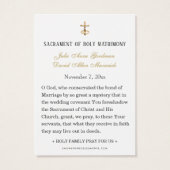 Carte de prière de mariage catholique Immaculée Ma (Dos)