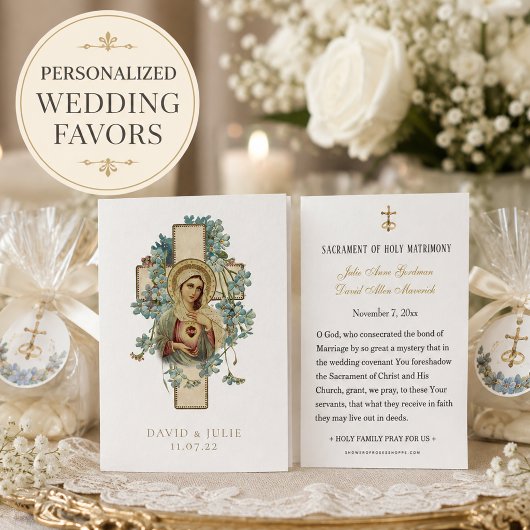 Carte de prière de mariage catholique Immaculée Ma