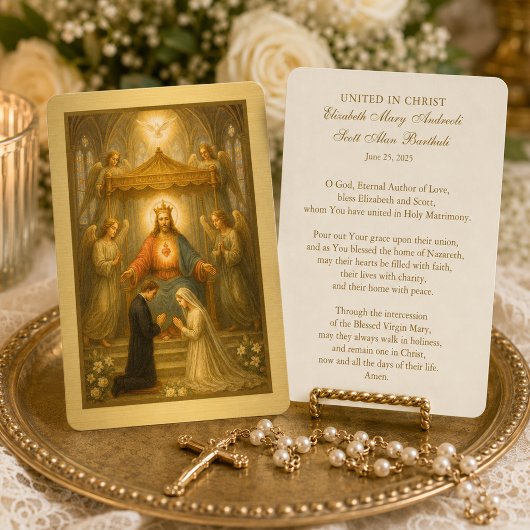 Carte de prière de mariage catholique Jésus