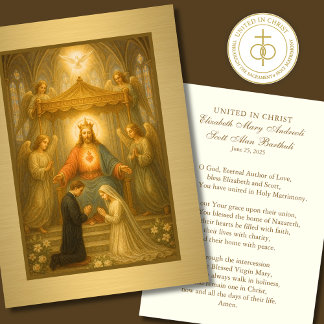 Carte de prière de mariage catholique Jésus