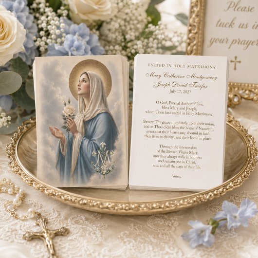 Carte de prière de mariage catholique marian