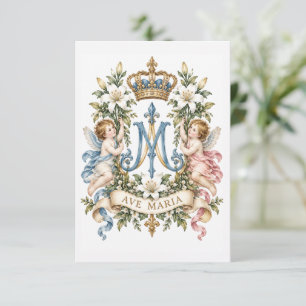 Carte de prière de mariage catholique vintage Ave