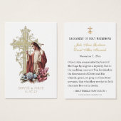 Carte de prière de mariage croix d'or Jésus cathol (Devant & derrière)