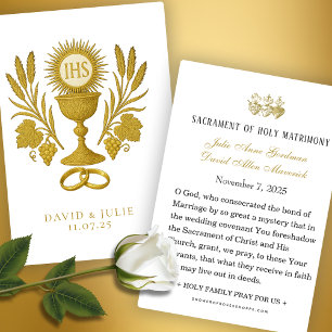 Carte de prière de mariage de l'Eucharistie cathol