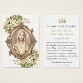 Carte de prière de mariage florale catholique (Devant & derrière)