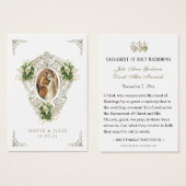 Carte de prière de mariage florale catholique (Devant & derrière)