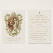 Carte de prière de mariage florale catholique doré (Devant & derrière)