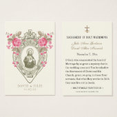 Carte de prière de mariage religieuse Jésus Roses  (Devant & derrière)