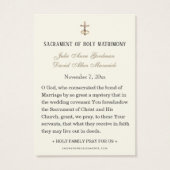 Carte de prière de mariage religieuse Jésus Roses  (Dos)