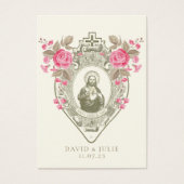 Carte de prière de mariage religieuse Jésus Roses  (Devant)