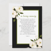 Carte de prière de mémoire de photo de rose noire  (Dos)