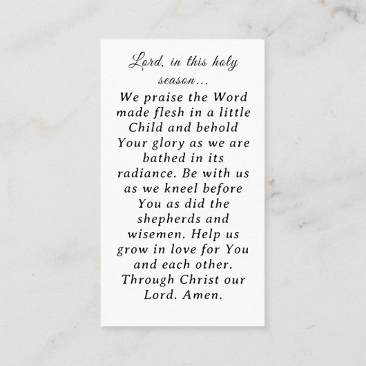 Carte de prière de Noël (Dos)