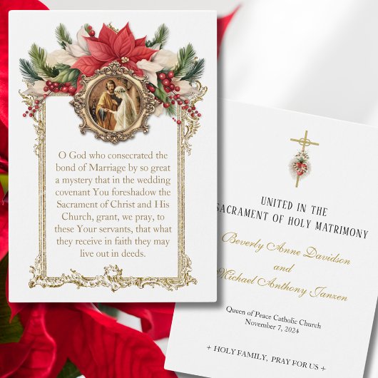Carte de prière de Noël pour mariage catholique