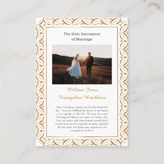 Carte de prière de photo de mariage catholique rom (Dos)