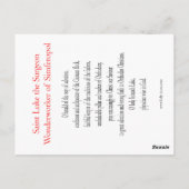 Carte de prière de Saint Luc le Chirurgien (Dos)