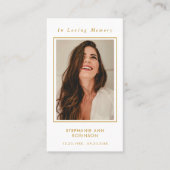 Carte de prière de script Gold Memorial (Devant)