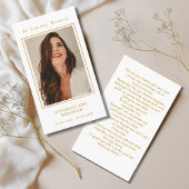 Carte de prière de script Gold Memorial