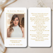 Carte de prière de script Gold Memorial