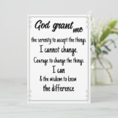 Carte de prière de sérénité (Debout devant)