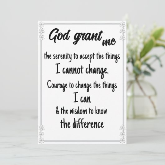 Carte de prière de sérénité (Debout devant)