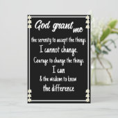 Carte de prière de sérénité (Debout devant)