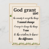 Carte de prière de sérénité (Devant / Derrière)