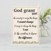 Carte de prière de sérénité (Debout devant)