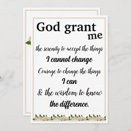 Carte de prière de sérénité (Devant / Derrière)