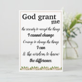 Carte de prière de sérénité (Debout devant)