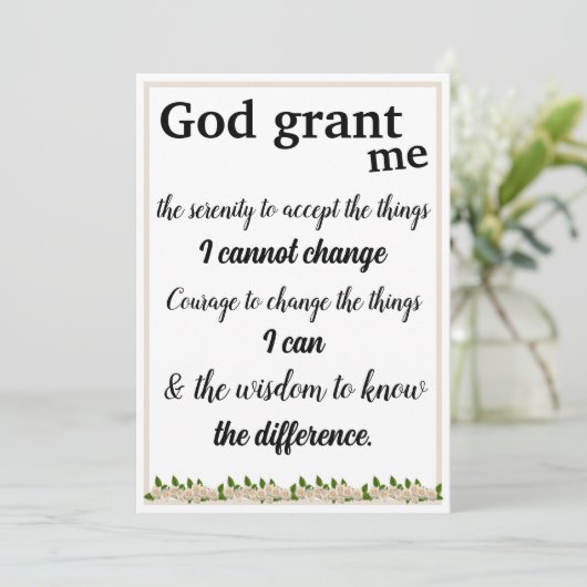 Carte de prière de sérénité (Debout devant)