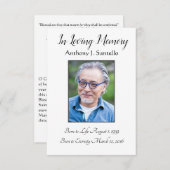 Carte de prière de service funéraire | Mémorial re (Devant / Derrière)